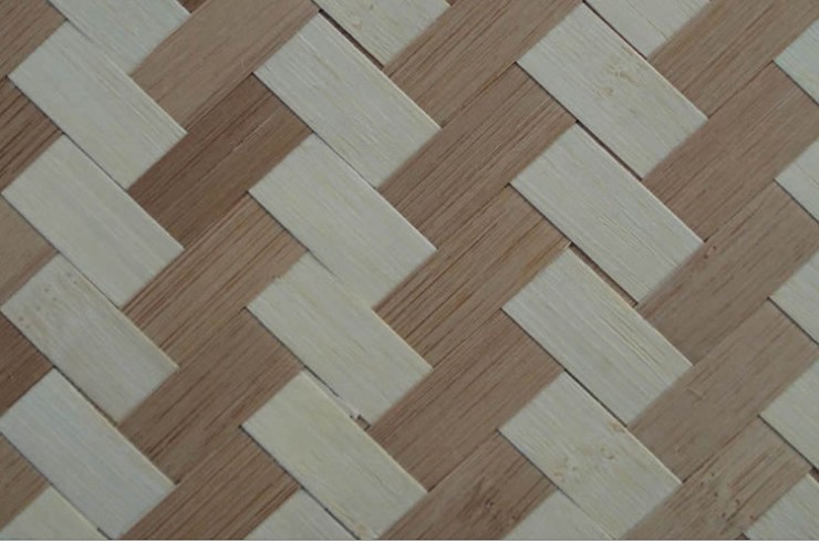 cross natural and carbonized color bamboo woven veneers