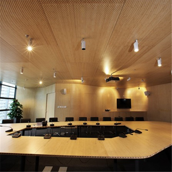 bamboo veneers application for meeting room wall and ceiling decoration